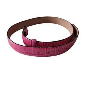 Roberto Cavalli Womens Pink Croc Embossed Leather Adjustable Belt Made in Italy